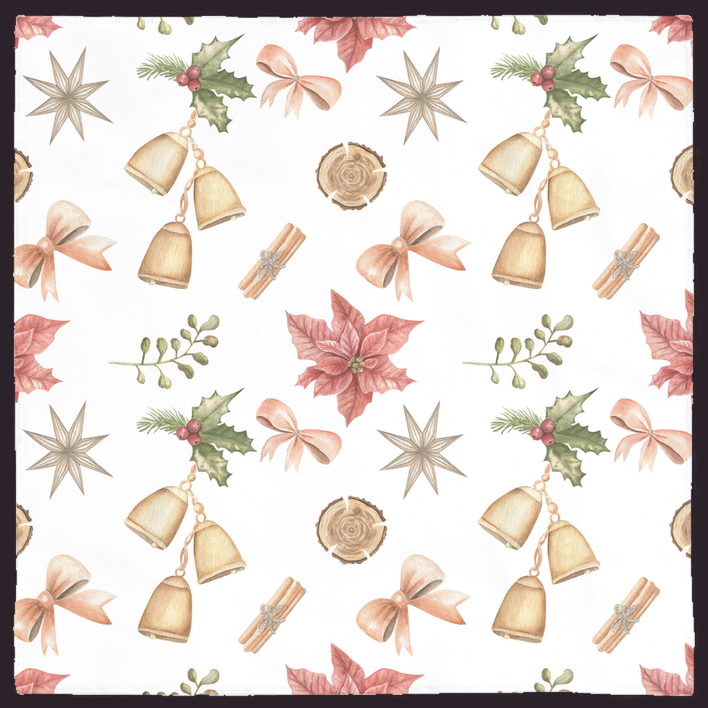Christmas Bells and Poinsettias Gift Cloth